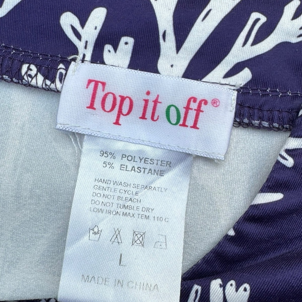 Top it Off Navy Coral Tunic Dress L Cover Up Resort Poolside Coastal Style - Picture 5 of 8